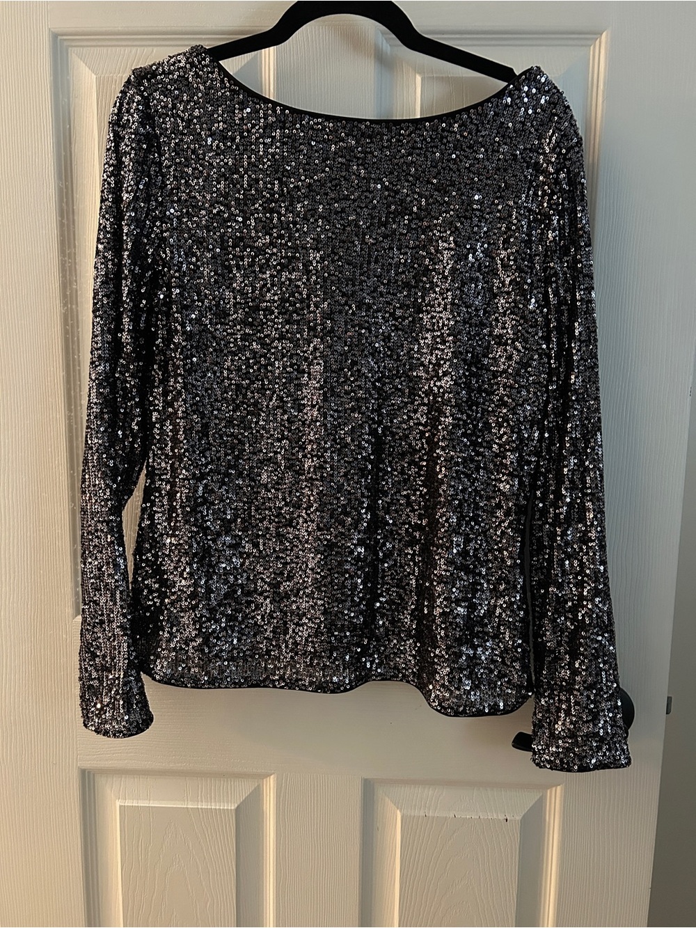 bootlegger Sequin Long-Sleeve Party Top - Silver
